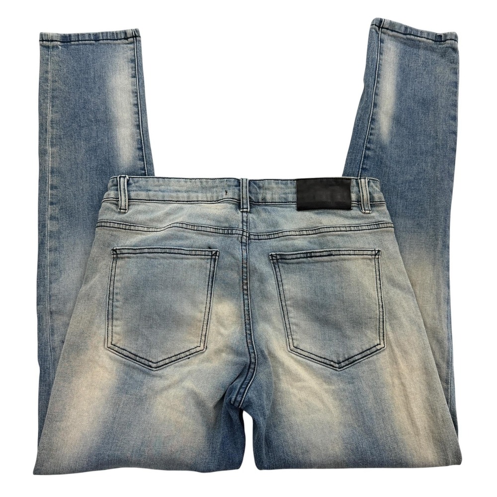 Richie Le Jeans Mens 32 X 32 Blue Skinny Slim Distressed Light Wash Denim